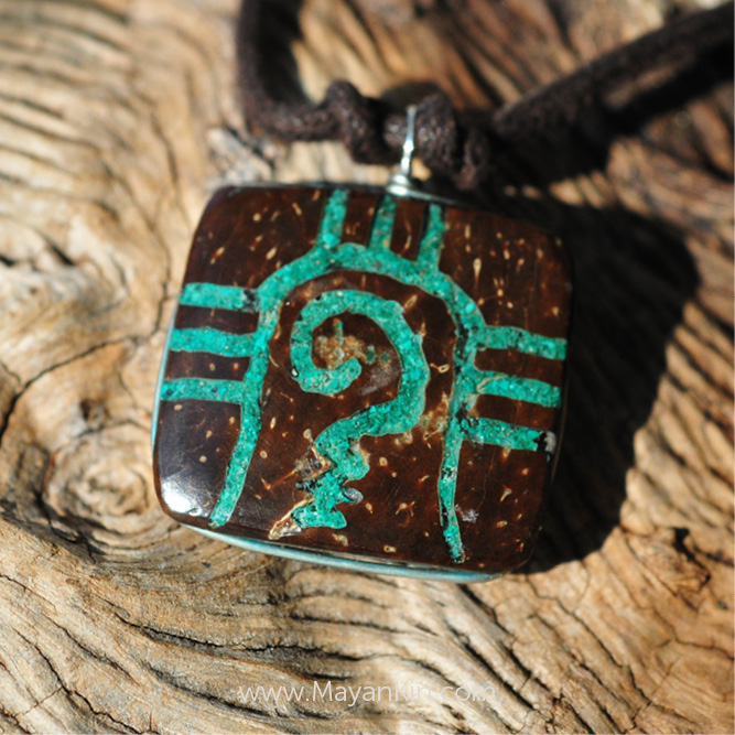 Yellow Warrior Mayankin - Mayan Glyph Pendant